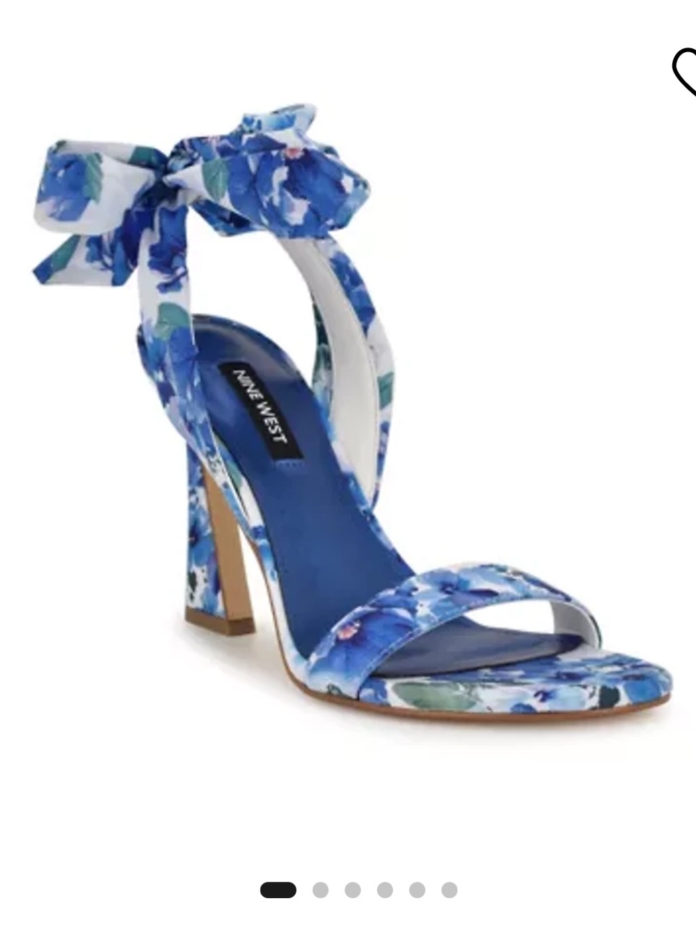 Nine West Blue and White Floral Tie-Heel Sandals